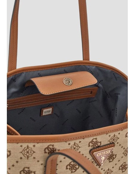 Borsa tote Guess monogram tela beige