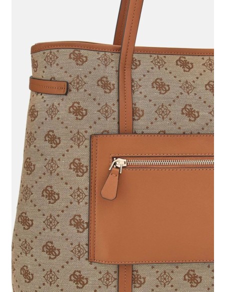 Borsa tote Guess monogram tela beige