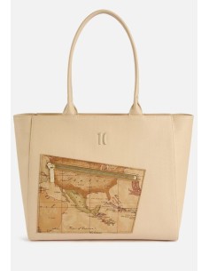 Alviero Martini Prima Classe Geo Pagoda Borsa Shopping Naturale – Stile Architettonico