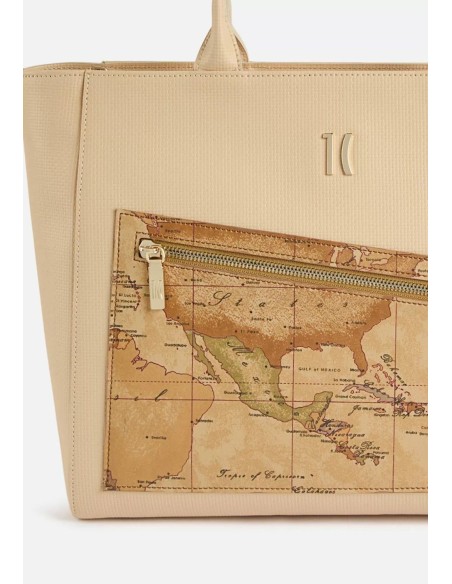 Alviero Martini Prima Classe Geo Pagoda Borsa Shopping Naturale – Stile Architettonico